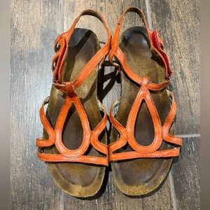 Naot Dorith Strappy Orange Footbed Sandals